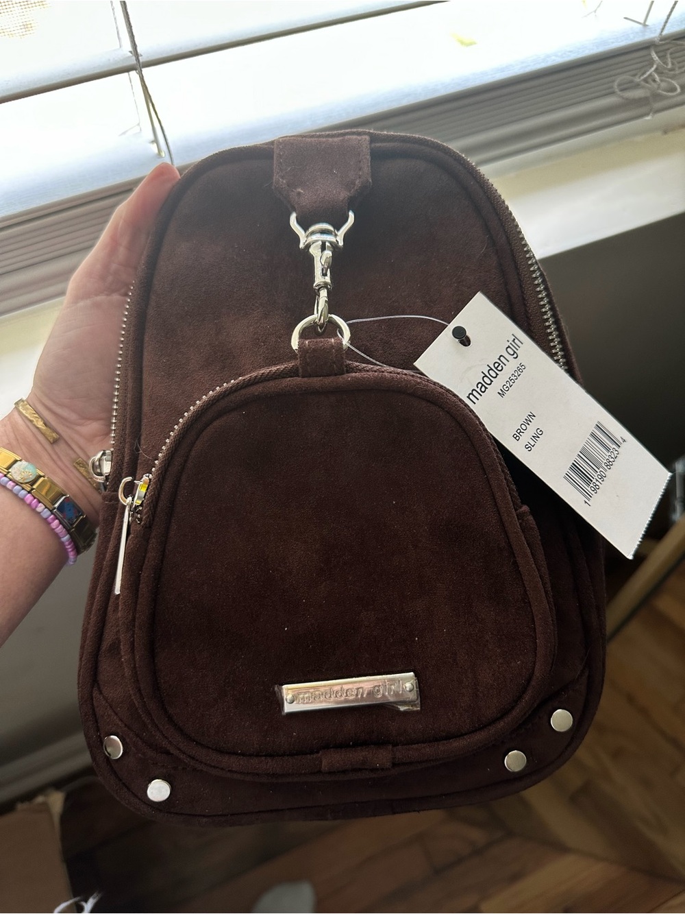 Madden Girl Chocolate Brown Suede Mini Backpack